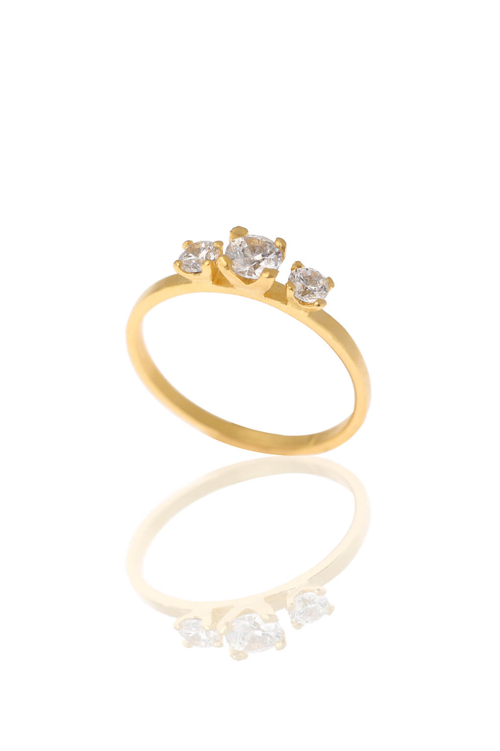 904214-14k Gold Three Stone Solitaire Ring-3