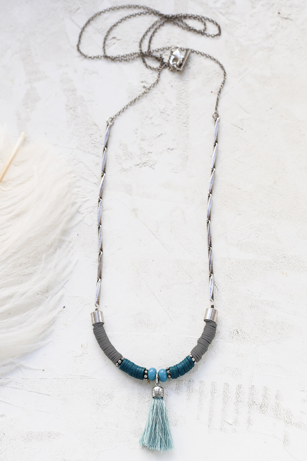 118452_Boho Necklace_dark mint silver